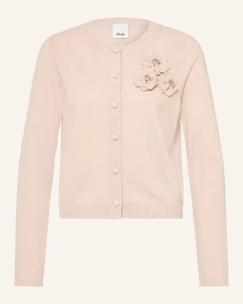 ALLUDE Strickjacke Mit Cashmere Und Schmucksteinen grau Beige