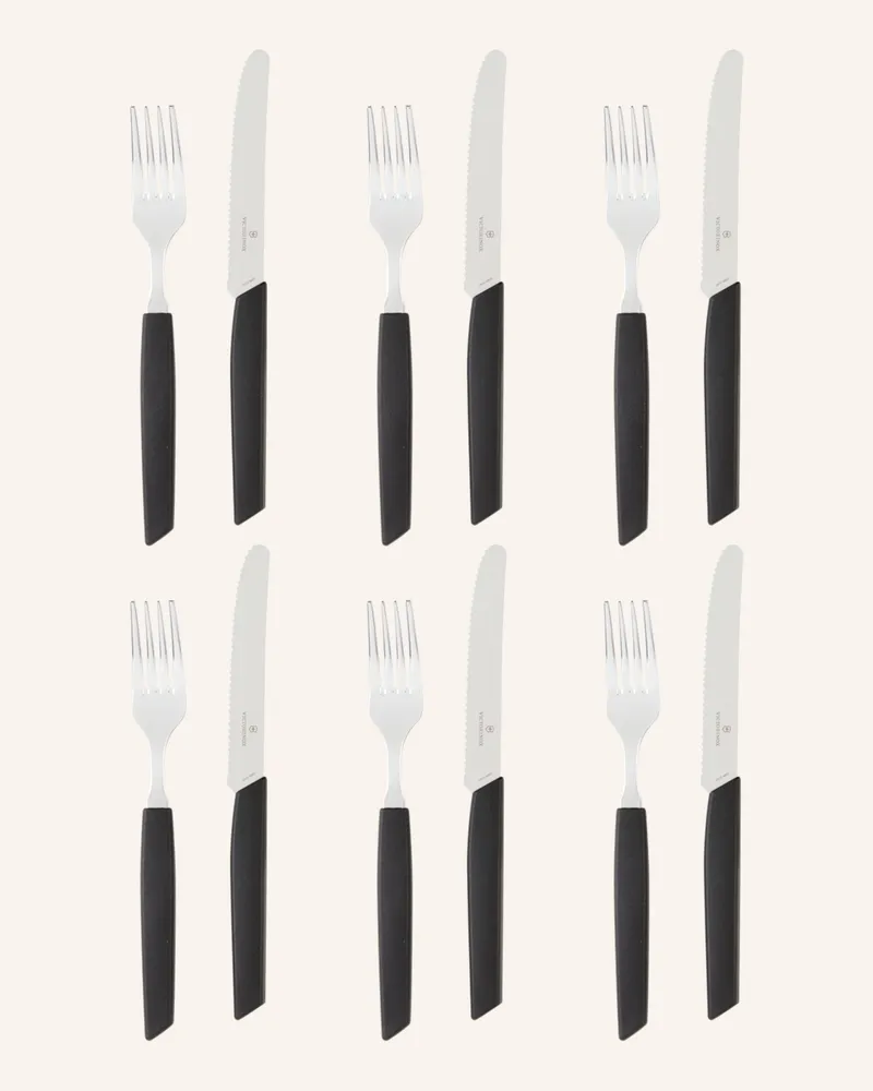 Victorinox 12-Tlg. Besteck-Set Swiss Modern schwarz Schwarz