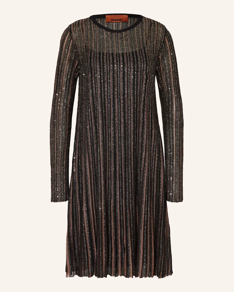 Missoni Strickkleid mit Pailletten und Glitzergarn Schwarz