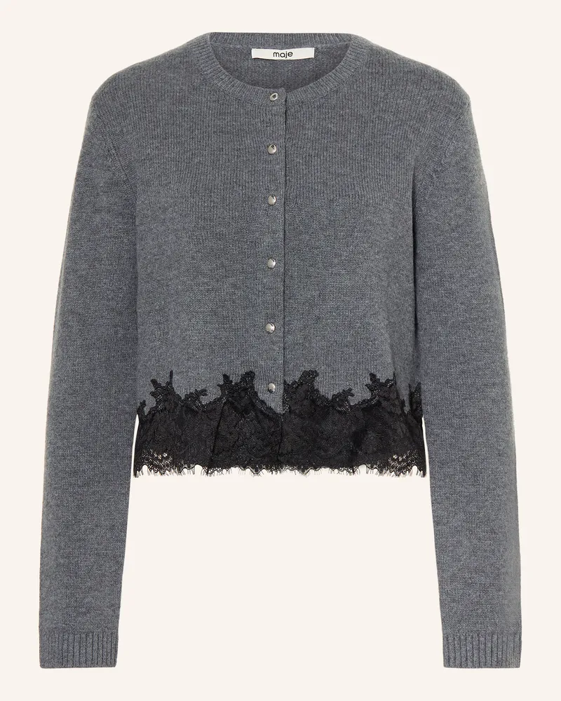 Maje Set: Strickjacke Und Stricktop Mit Spitze grau Grau