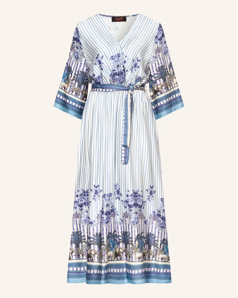 Miss Goodlife Satinkleid Mit 3/4-Arm blau Weiss