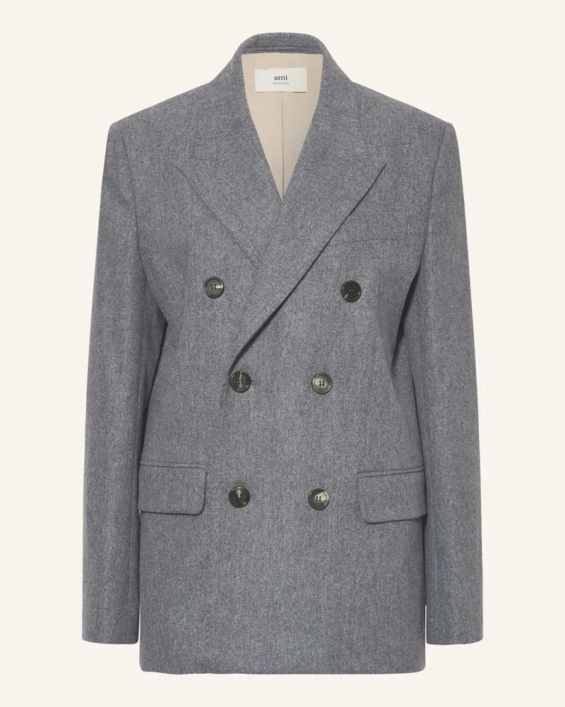 AMI Paris Longblazer VESTE AMPLE CROISEE Grau