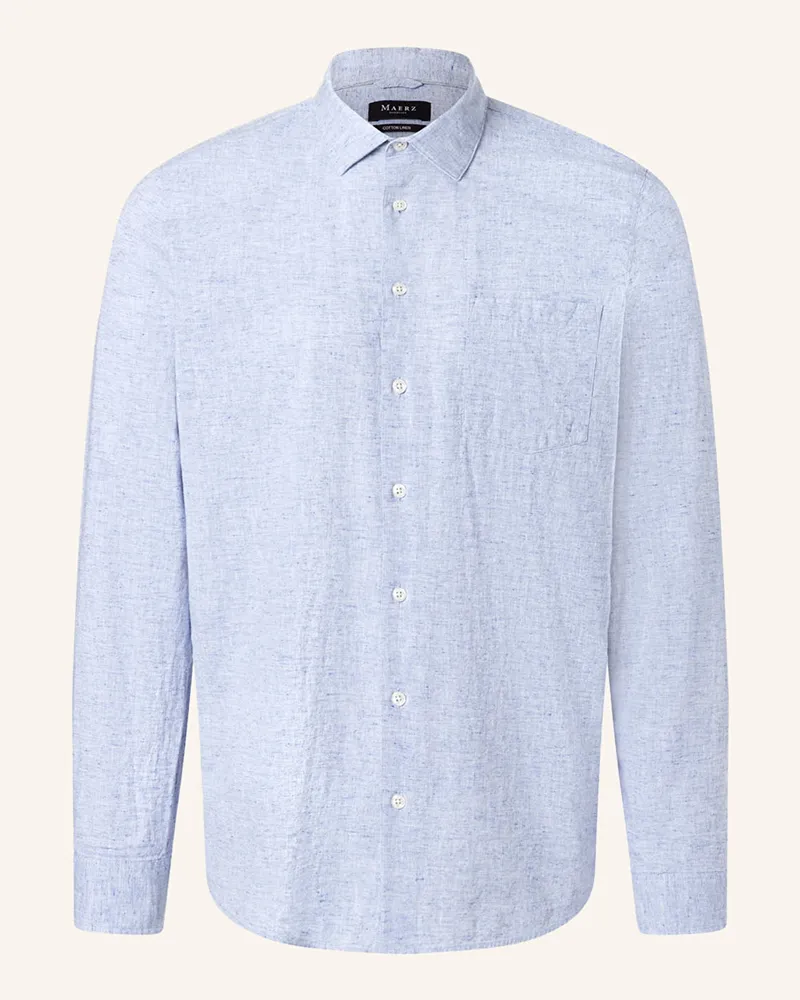 Maerz Hemd Regular Fit mit Leinen Hellblau