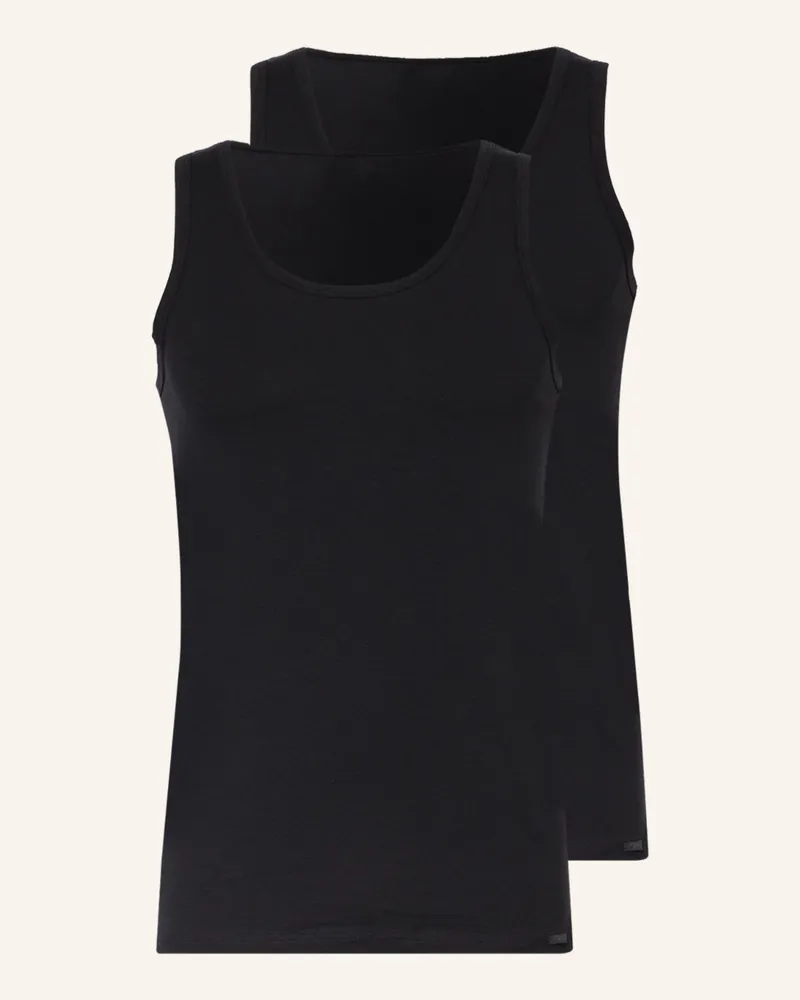 Calida 2er-Pack Unterhemden Natural Benefit schwarz Schwarz