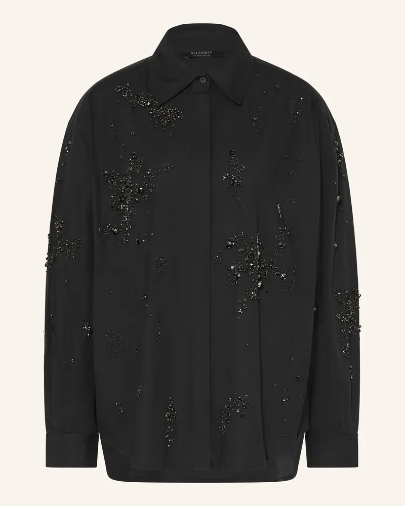 AllSaints Hemdbluse GEMI mit Schmucksteinen Schwarz