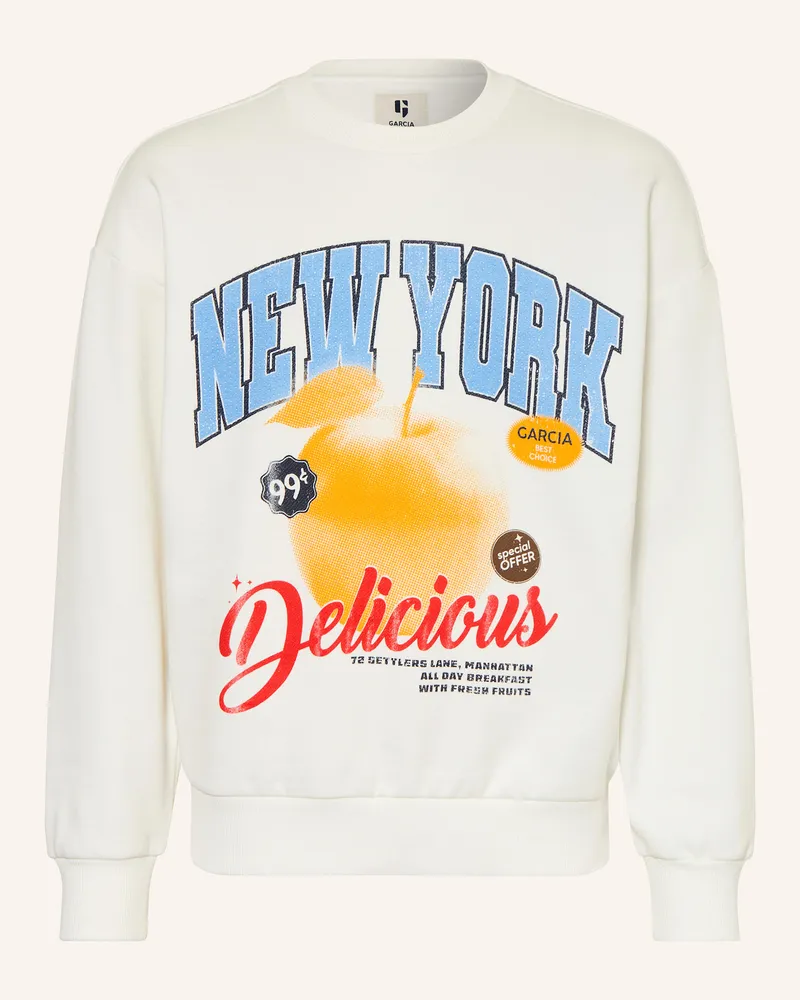 Garcia Jeanswear Sweatshirt mit Schmucksteinen Weiss