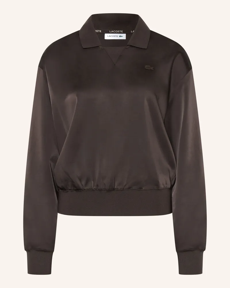 Lacoste Blusenshirt Aus Satin braun Dunkelbraun