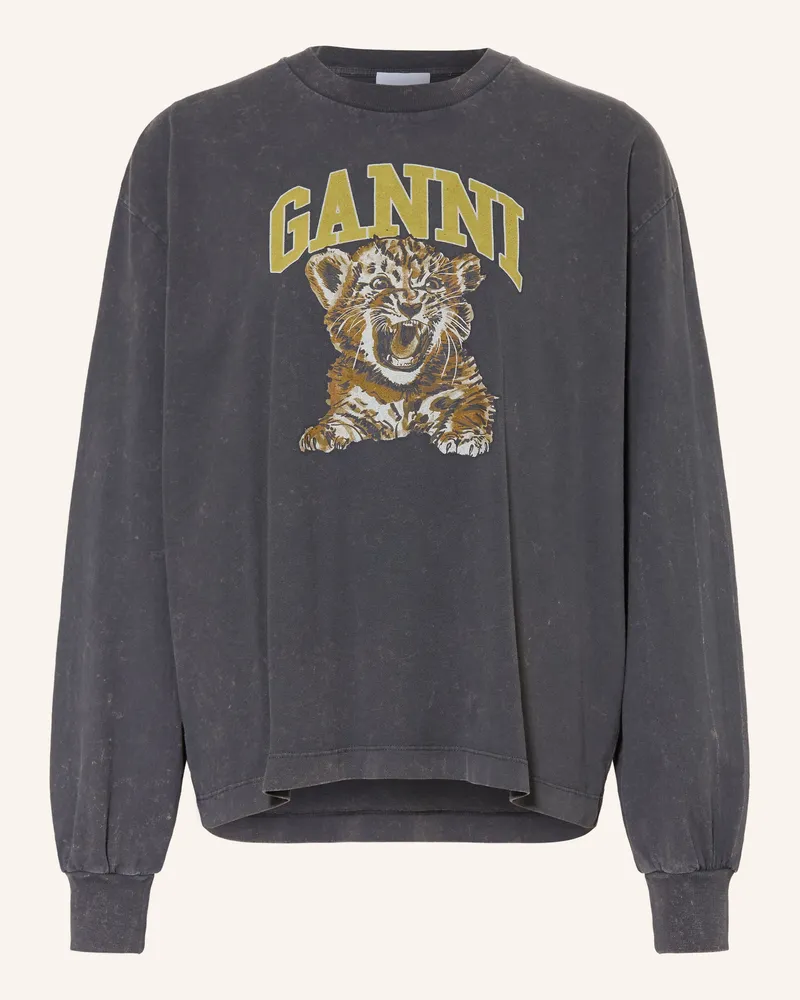 Ganni Longsleeve schwarz Dunkelgrau
