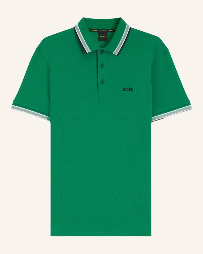 HUGO BOSS Piqué-Poloshirt Paddy Curved Regular Fit gruen Hellgrün