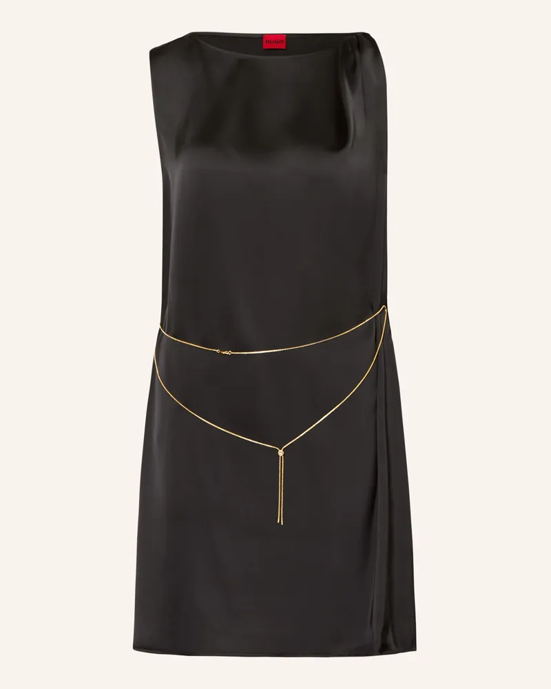 HUGO BOSS Etuikleid Koberi Aus Satin schwarz Schwarz