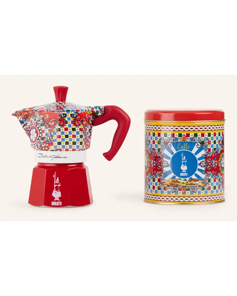 Dolce & Gabbana Casa 3-tlg. Set: Espressokocher, Kaffeedose und Kaffee Rot