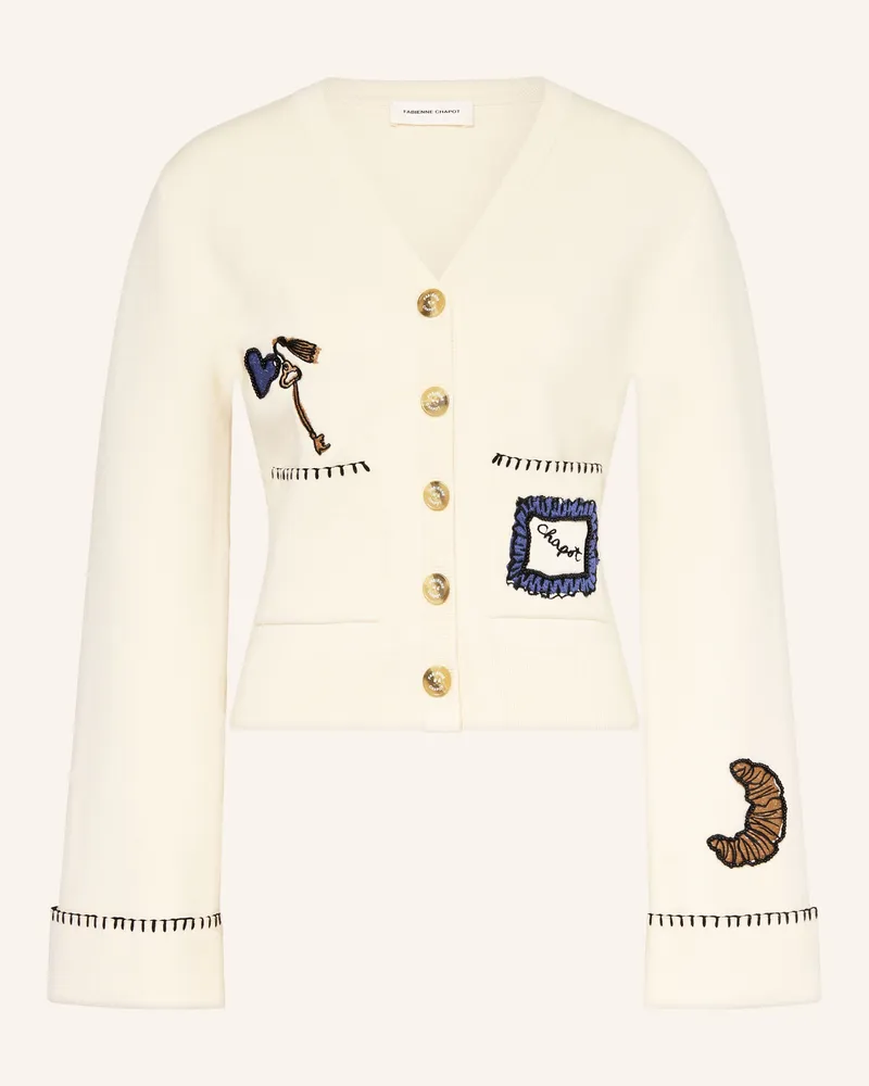Fabienne Chapot Strickjacke Betty Mit Stickereien weiss Creme