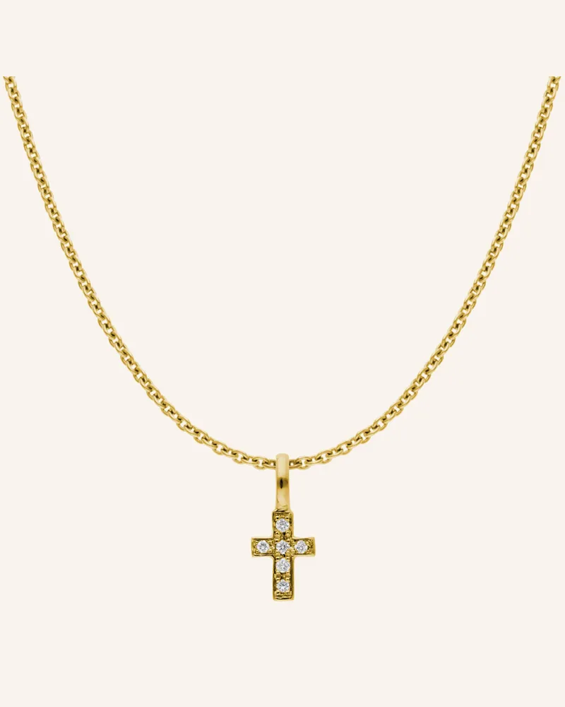 CADA Kette Tiny Turin Cross gold Gold