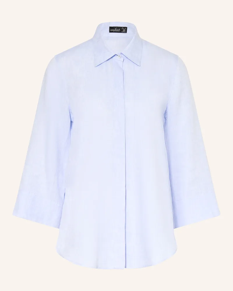 van Laack Hemdbluse VL-ALJA-SV aus Leinen mit 3/4-Arm Hellblau