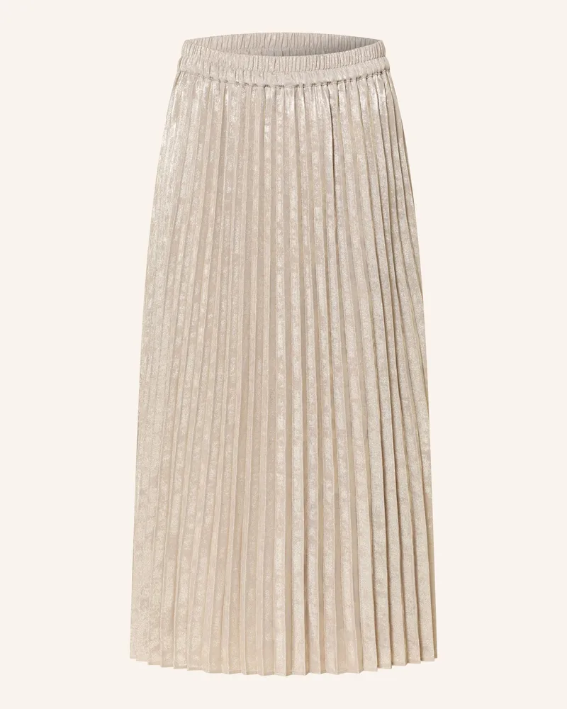 S.Oliver Plisseerock Mit Glanzgarn beige Gold