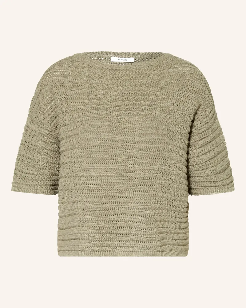 OPUS Strickshirt Pinse gruen Oliv