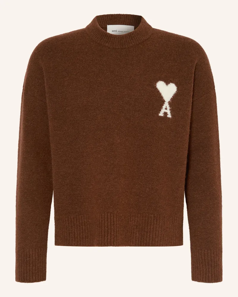 AMI Paris Pullover Mit Alpaka braun Dunkelbraun