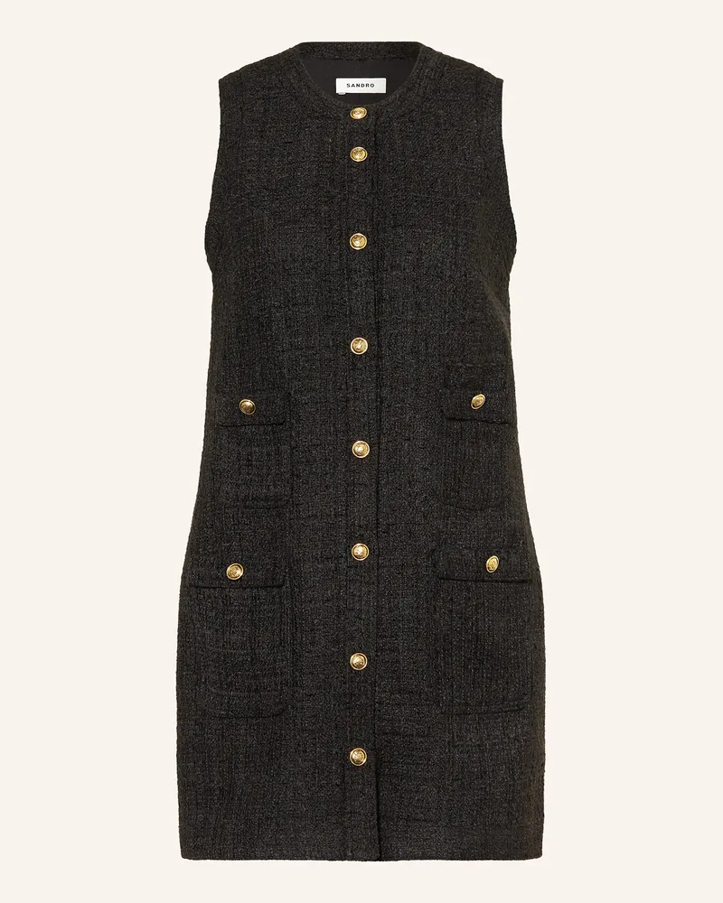 Sandro Tweed-Kleid Schwarz