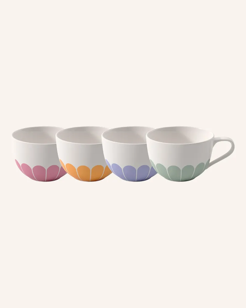 Villeroy & Boch Cappuccino-Tasse, 4-Teilig Fleur Couleur weiss Gelb