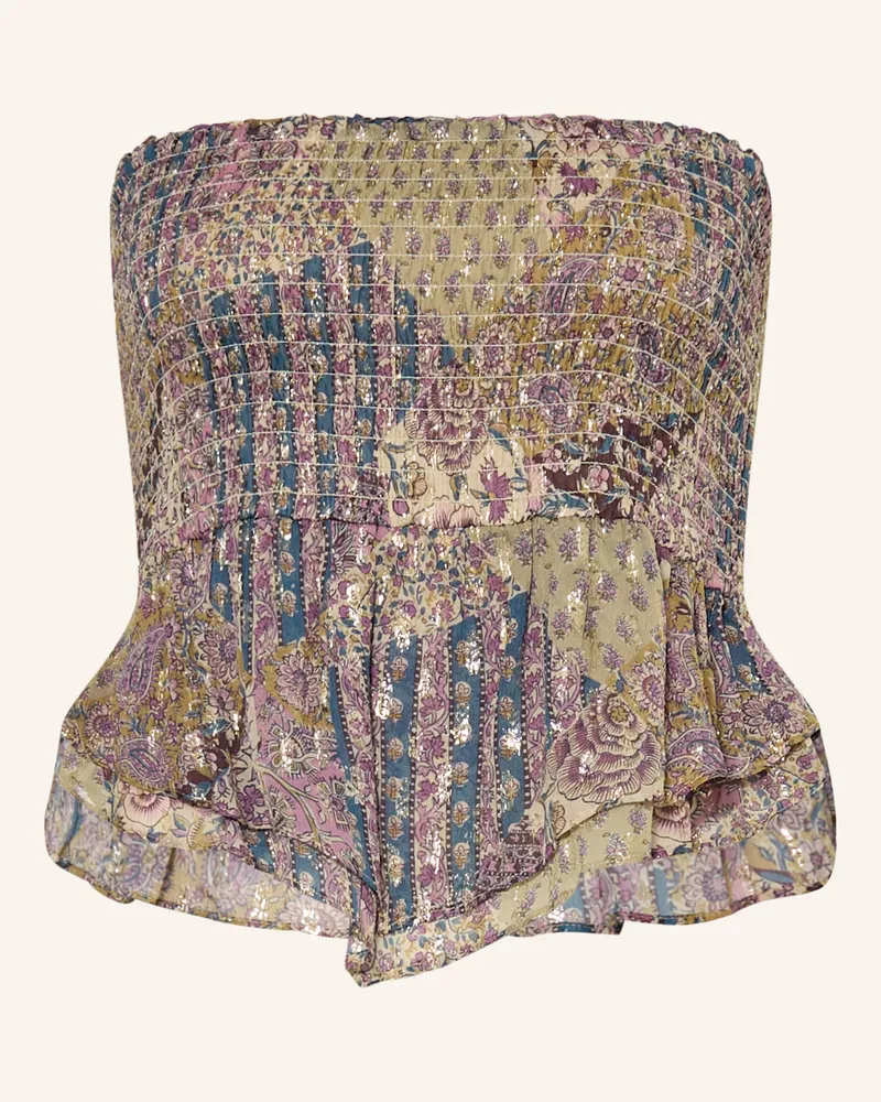 ba&sh Off-Shoulder-Top Pretty Mit Glitzergarn pink Khaki