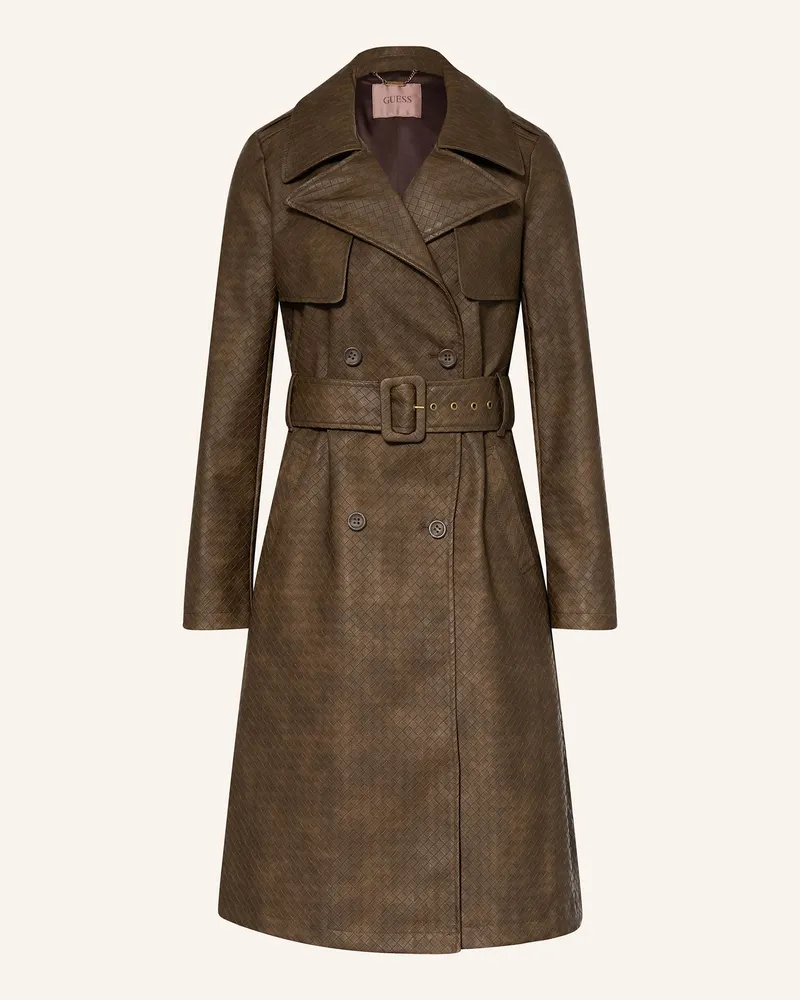 Guess Trenchcoat CARMEN in Lederoptik Dunkelbraun