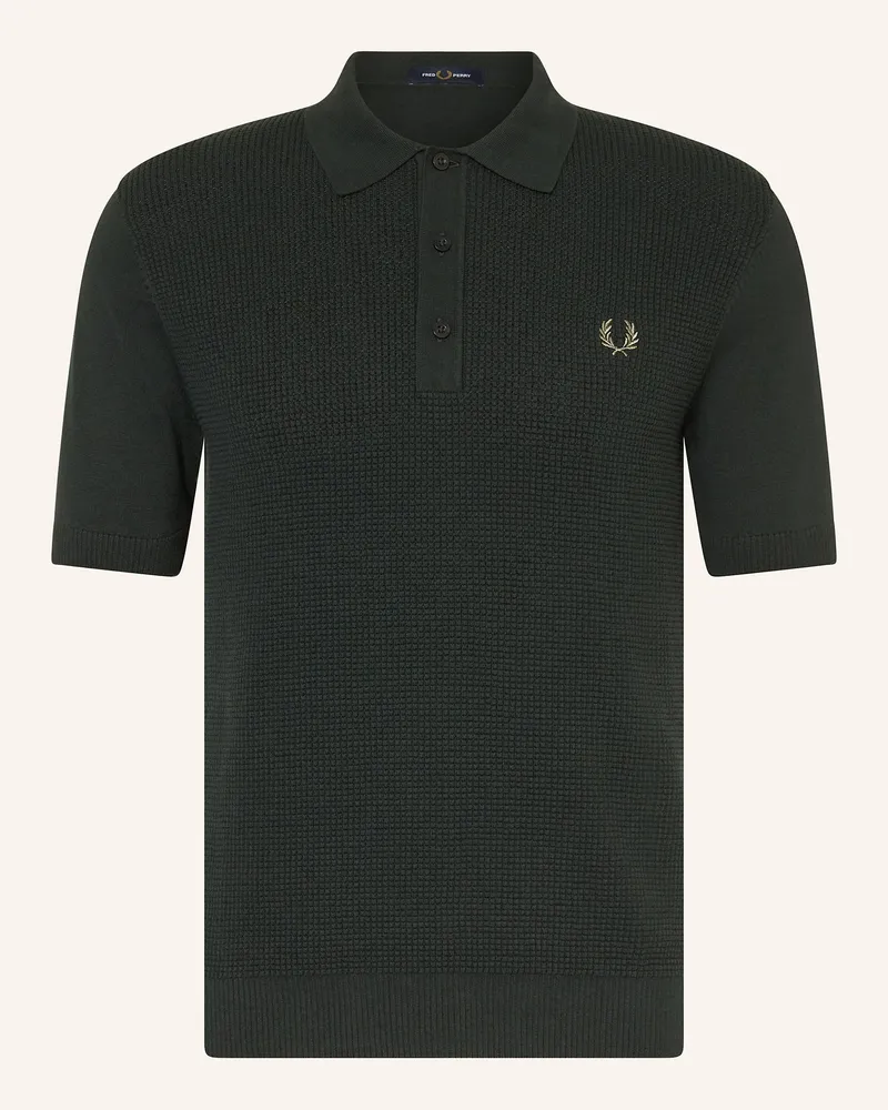 Fred Perry Strick-Poloshirt Dunkelgrün