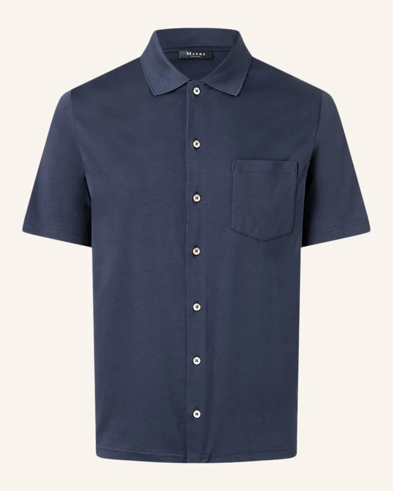 Maerz Kurzarm-Hemd Regular Fit aus Jersey Dunkelblau