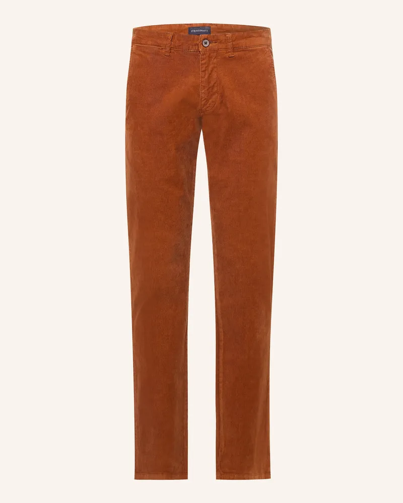 Strokesman's Cordhose Slim Fit rot Braun