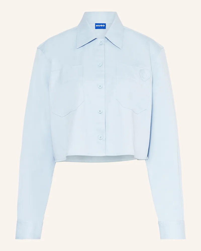 HUGO BOSS Cropped-Hemdbluse EDIA Hellblau