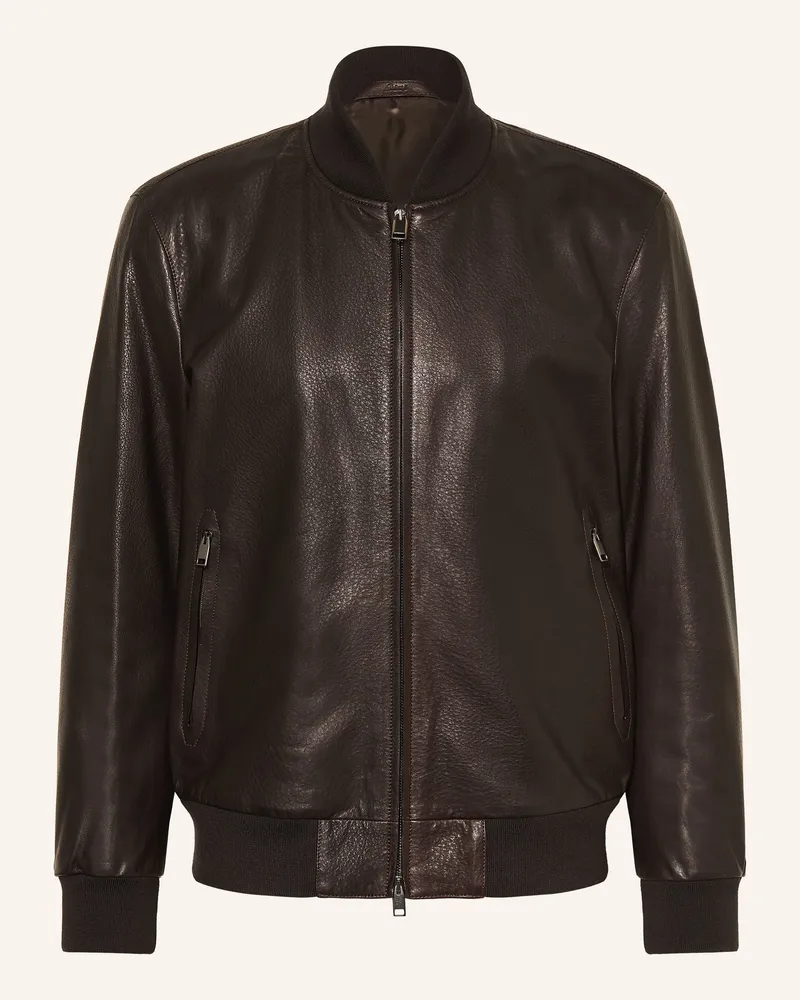 Brioni Lederjacke braun Dunkelbraun