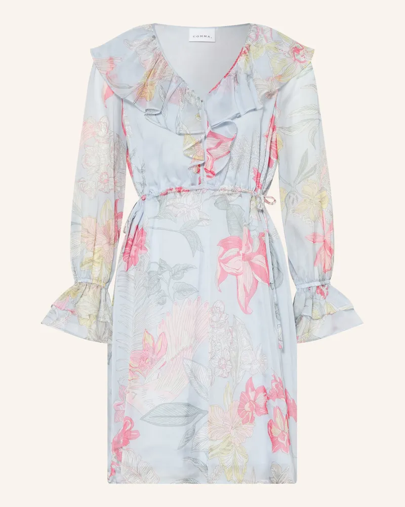 COMMA Kleid Mit Volants blau Hellblau