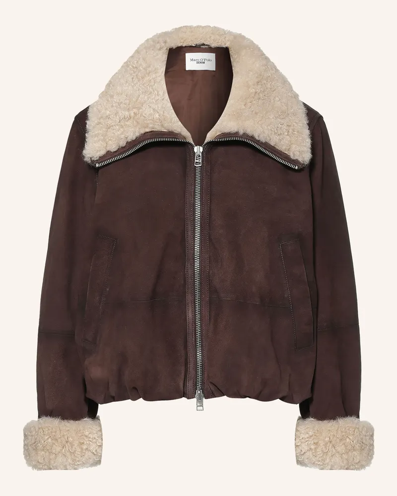 Marc O'Polo Lederjacke Mit Kunstfell braun Braun