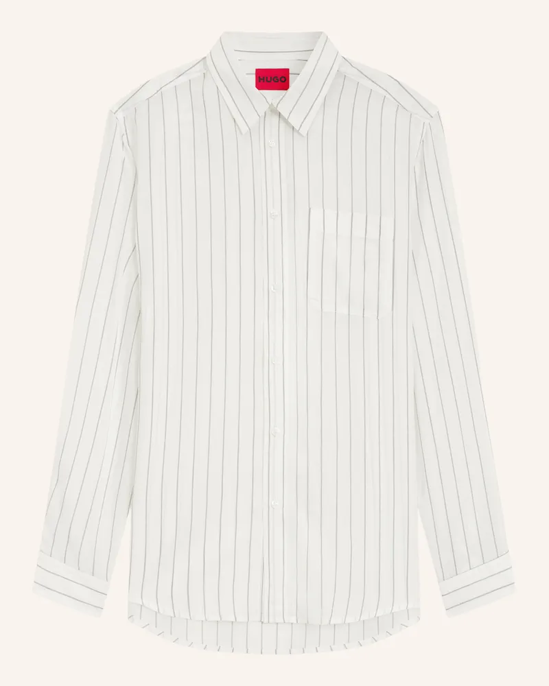HUGO BOSS Hemd Erillo Oversize Fit beige Weiss