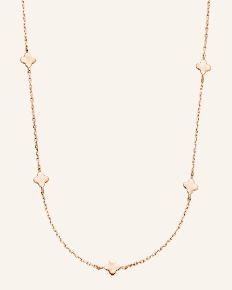 Leaf Halskette MINI CLOVER aus 14 Karat Gelbgold Roségold