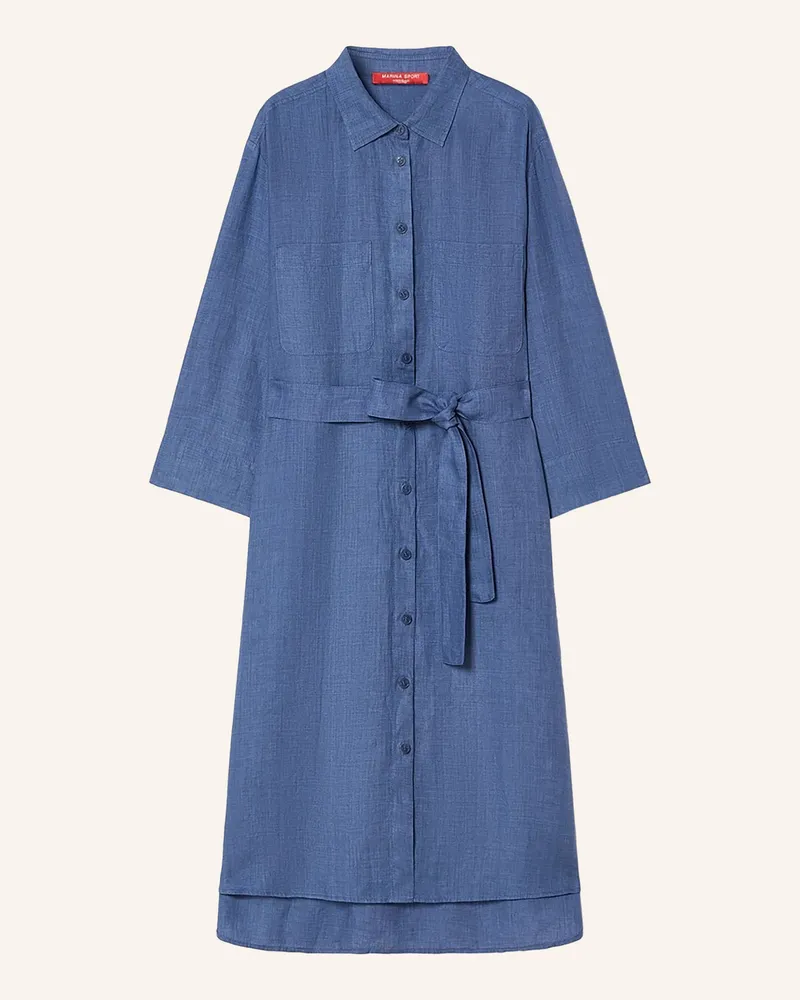 Marina Rinaldi Hemdblusenkleid Mrsago Aus Leinen Mit 3/4-Arm blau Hellblau