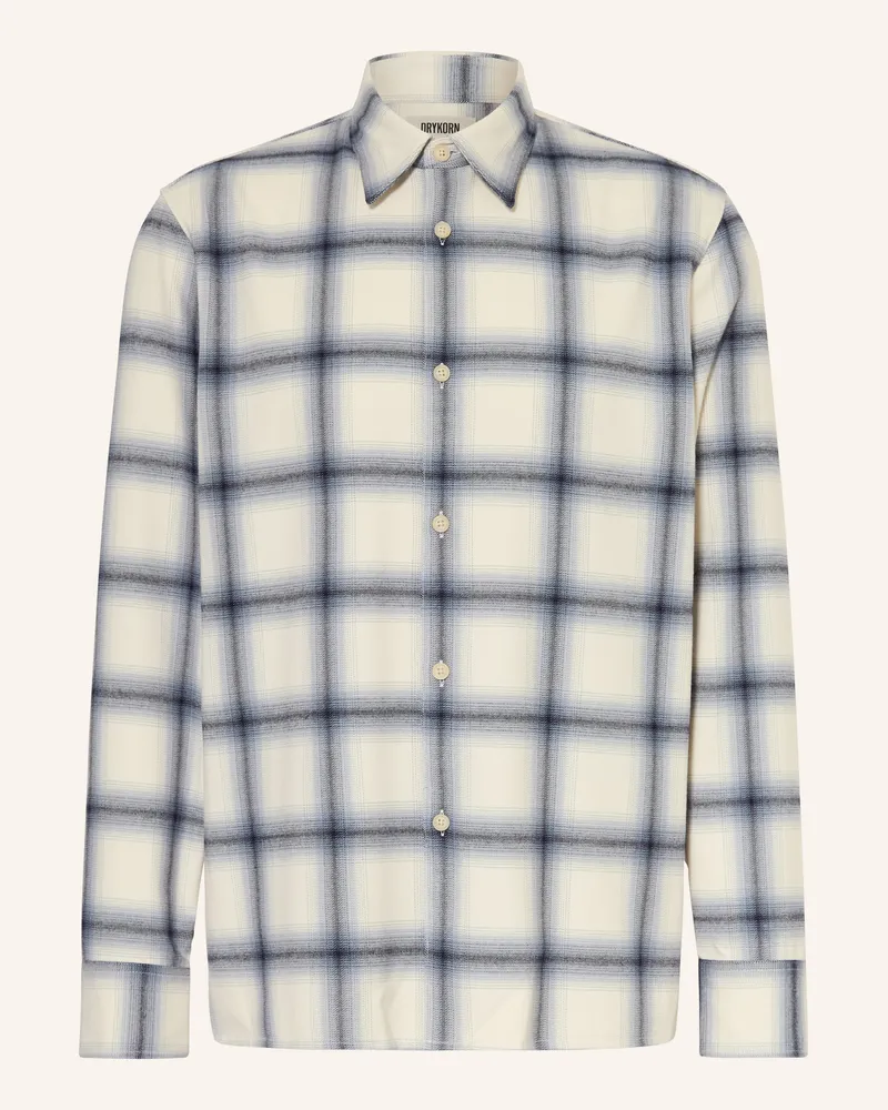Drykorn Flanellhemd Gaunt Comfort Fit blau Creme
