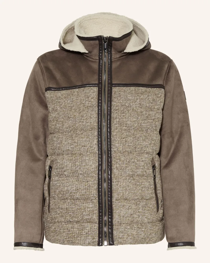 Milestone Steppjacke Msabano Im Materialmix Mit Abnehmbarer Kapuze beige Taupe