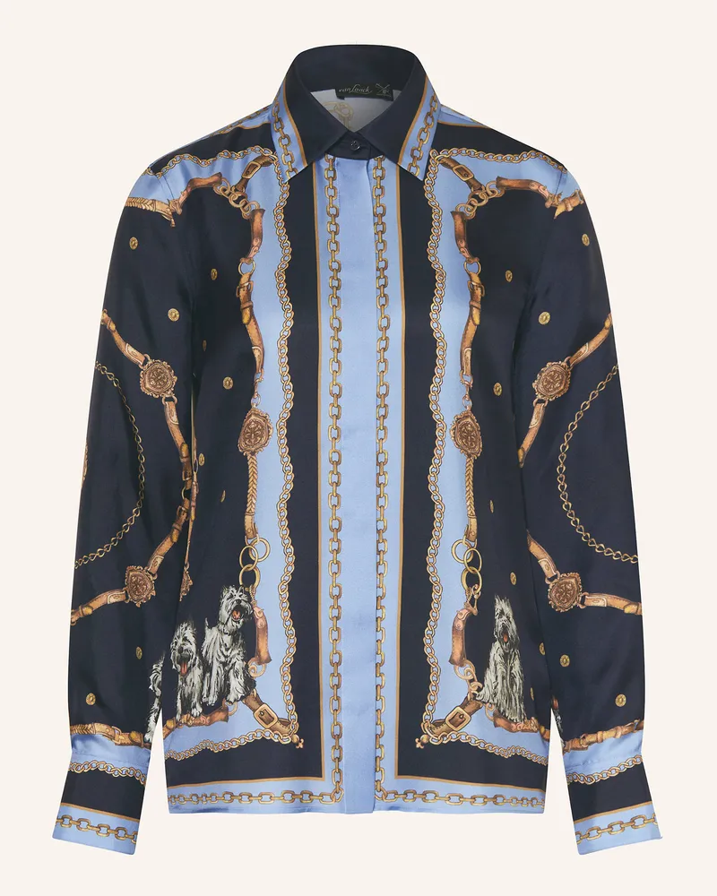 van Laack Hemdbluse VL-CELLISA-PX2 aus Seide Dunkelblau