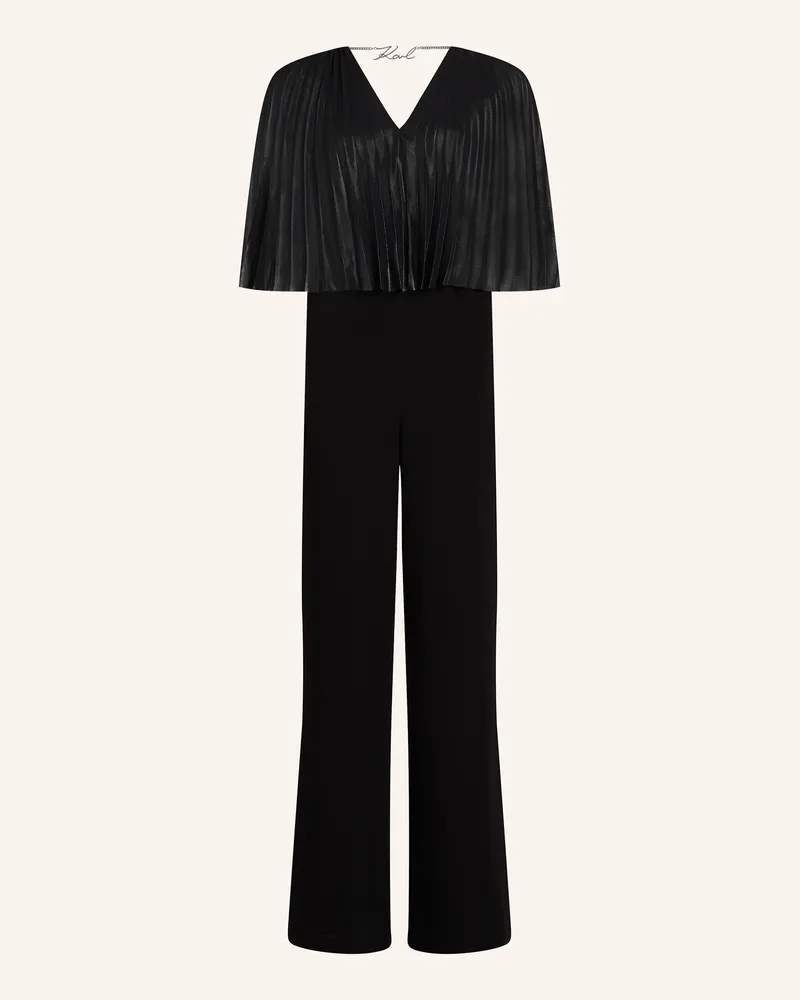 Karl Lagerfeld JUMPSUIT MIT PLISSIERTEM CAPE Schwarz