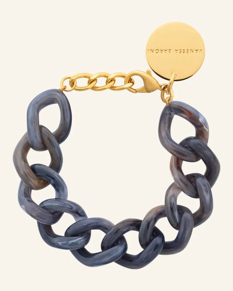 Vanessa Baroni Armbänder Mini Flat Chain Bracelet Blue Jeans Marble By Glambou gold Gold