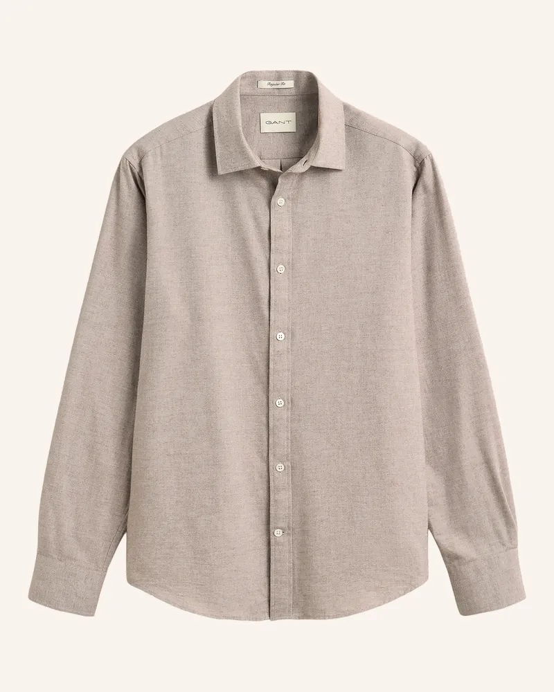 Gant Flanellhemd Regular Fit grau Hellgrau