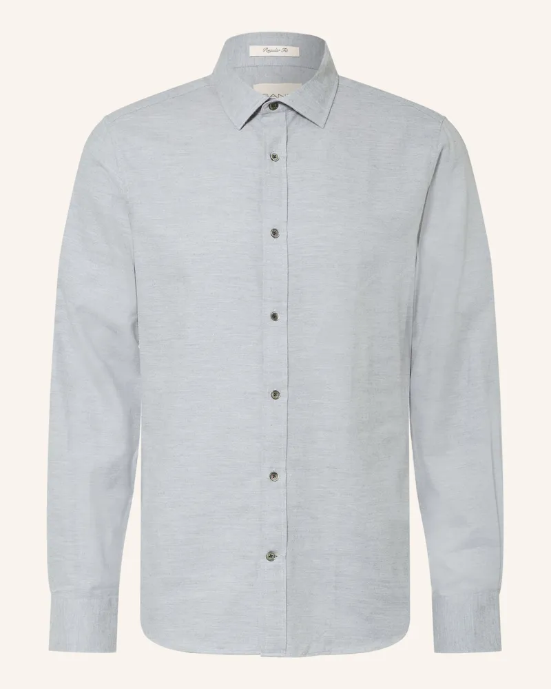 Gant Flanellhemd Regular Fit grau Hellgrau
