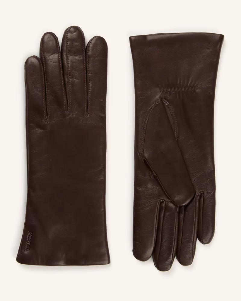 Hestra Lederhandschuhe Elisabeth braun Dunkelbraun