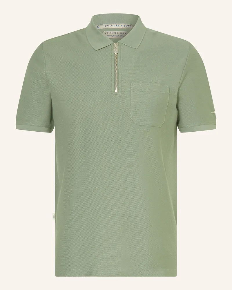 colours & sons Jersey-Poloshirt Regular Fit Grün