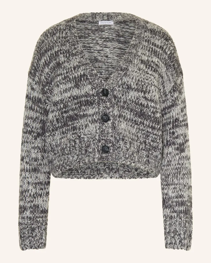 Mrs & HUGS Strickjacke Mit Alpaka grau Dunkelgrau
