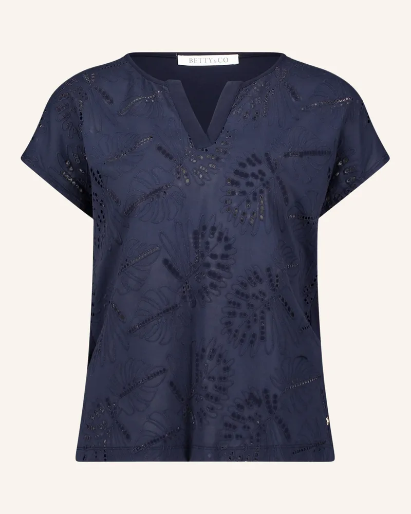 Betty Barclay T-Shirt Im Materialmix Mit Lochspitze blau Dunkelblau