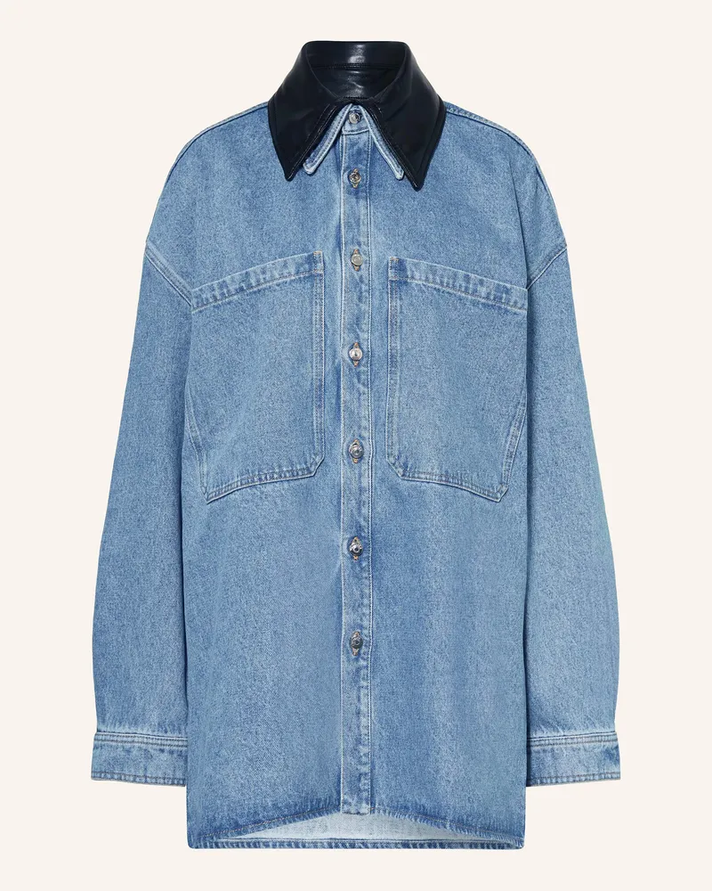 Nanushka Oversized-Jeansjacke BEAUX mit abnehmbarem Kragen Hellblau