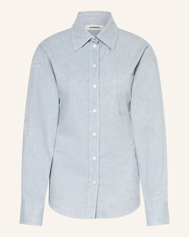 Sandro Hemdbluse in Jeansoptik mit Leinen Blaugrau