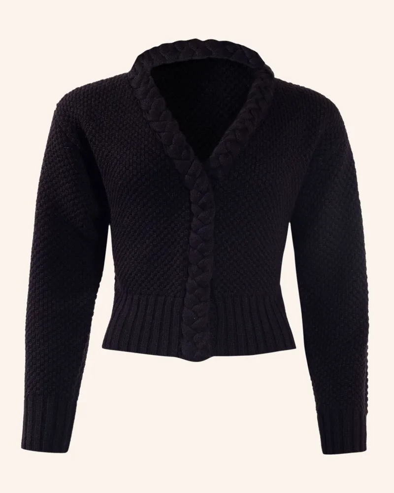 ADLYSH Wollcardigan Mit Zopfstrick Detail schwarz Schwarz