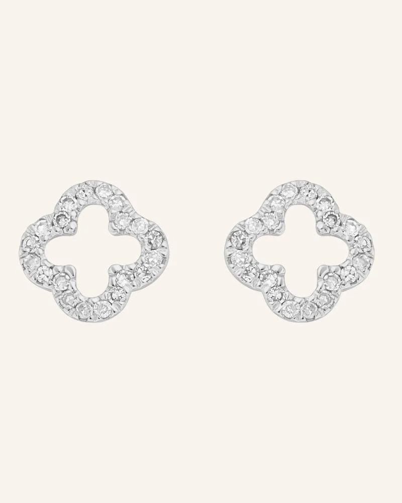 Leaf Ohrstecker Clover 18 Karat Weißgold Mit Diamanten silber Weissgold